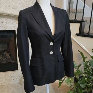 Escada Black Women's Blazer with White Buttons